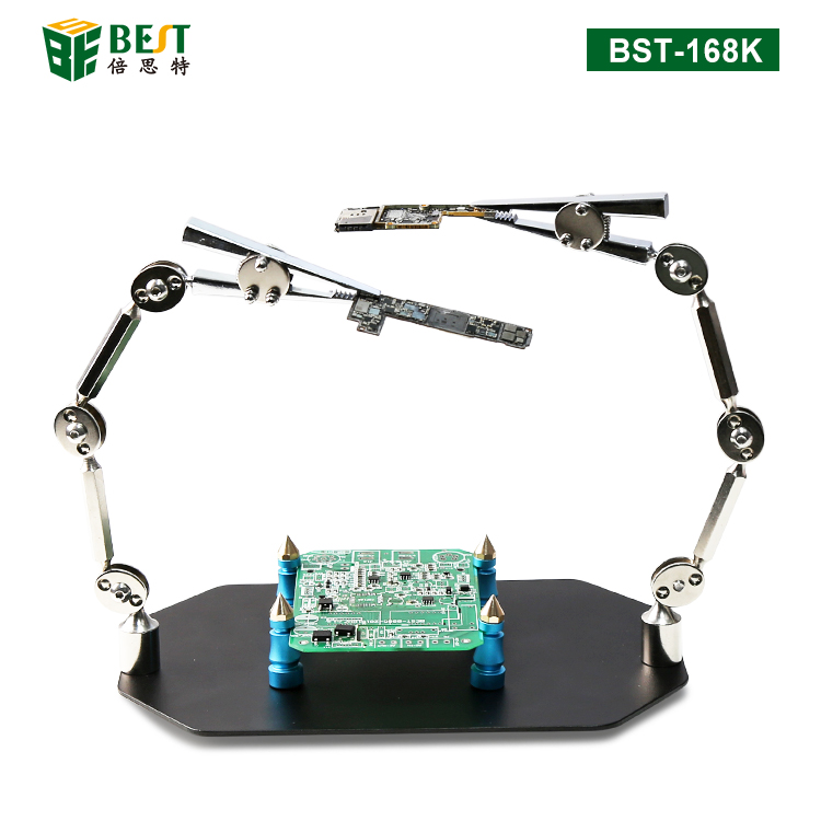 BST-168K 維修焊接臺式夾具 PCB放大鏡夾具 萬向雙頭夾 反彈夾 萬向雙頭夾具