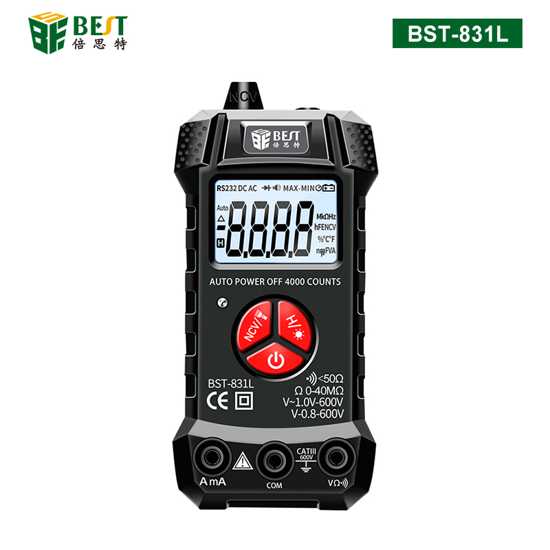 BST-831L 全自動(dòng)萬(wàn)用表無(wú)需換擋識(shí)別數(shù)字傻瓜式萬(wàn)能表 小型便攜式高精度智能萬(wàn)用表 家用迷你電工儀表
